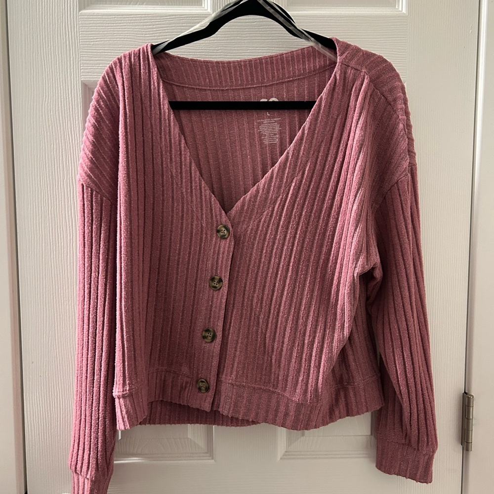 SO Women's Mauve Ribbed Cardigan